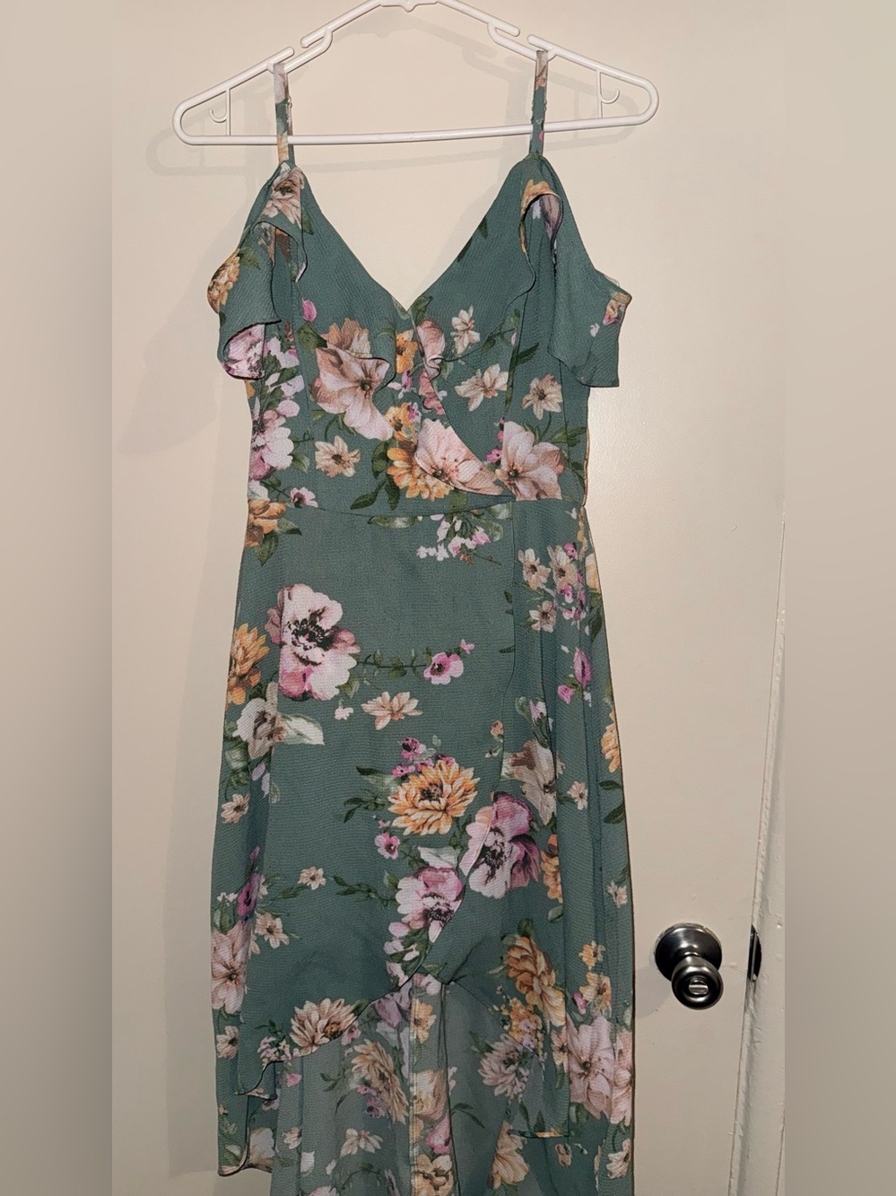 by & by Sage Green Floral Midi Dress